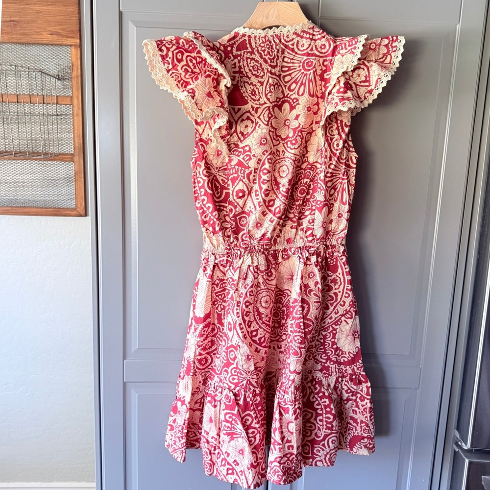 Pinch Red and Cream Paisley Ruffle Mini Dress - Picture 6 of 11